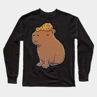 Capybara with Fried Chicken on its head Long Sleeve T-Shirt